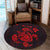 Hawaiian Map Turtle Ohana Hibicus Polynesian Round Carpet - Red - AH - Polynesian Pride