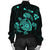 Hawaiian Map Turtle Ohana Hibicus Polynesian Bomber Jacket - Turquoise - AH - Polynesian Pride