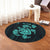 Hawaiian Map Turtle Ohana Hibicus Polynesian Round Carpet - Turquoise - AH - Polynesian Pride