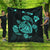 Hawaiian Map Turtle Ohana Hibicus Polynesian Premium Quilts - Turquoise - AH Black - Polynesian Pride