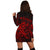 Hawaiian Map Turtle Tattoo Hibiscus Plumeria Polynesian Hoodie Dress - Red - AH - Polynesian Pride