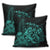 Hawaiian Map Turtle Tattoo Hibiscus Plumeria Polynesian Pillow Covers - Turquoise - AH - Polynesian Pride