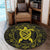 Hawaiian Map Turtle Wave Polynesian Round Carpet Yellow - AH - Polynesian Pride