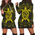 Hawaiian Map Turtle Wave Polynesian Hoodie Dress Yellow - AH Black - Polynesian Pride