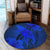 Hawaiian Map Whale Swim Hibiscus Polynesian Round Carpet - Blue - AH - Polynesian Pride