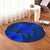 Hawaiian Map Whale Swim Hibiscus Polynesian Round Carpet - Blue - AH - Polynesian Pride