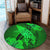 Hawaiian Map Whale Swim Hibiscus Polynesian Round Carpet - Green - AH - Polynesian Pride