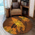 Hawaiian Map Whale Swim Hibiscus Polynesian Round Carpet - Orange - AH - Polynesian Pride