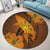 Hawaiian Map Whale Swim Hibiscus Polynesian Round Carpet - Orange - AH - Polynesian Pride