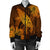 Hawaiian Map Whale Swim Hibiscus Polynesian Bomber Jacket - Orange - AH - Polynesian Pride