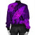 Hawaiian Map Whale Swim Hibiscus Polynesian Bomber Jacket - Purple - AH - Polynesian Pride