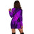 Hawaiian Map Whale Swim Hibiscus Polynesian Hoodie Dress - Purple - AH - Polynesian Pride