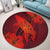 Hawaiian Map Whale Swim Hibiscus Polynesian Round Carpet - Red - AH - Polynesian Pride