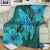 Hawaiian Map Whale Swim Hibiscus Polynesian Premium Blankets - Turquoise - AH - Polynesian Pride