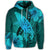 Hawaiian Map Whale Swim Hibiscus Polynesian Hoodie Turquoise - Polynesian Pride