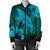 Hawaiian Map Whale Swim Hibiscus Polynesian Bomber Jacket - Turquoise - AH - Polynesian Pride