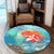 Hawaiian Mermaid Turtle Dolphin Polynesian Round Carpet - AH - Polynesian Pride