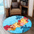 Hawaiian Ocean Turtle Plumeria And Hibiscus Polynesian Round Carpet - AH - Polynesian Pride