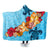 Hawaiian Ocean Turtle Plumeria And Hibiscus Polynesian Hooded Blanket - AH Hooded Blanket White - Polynesian Pride