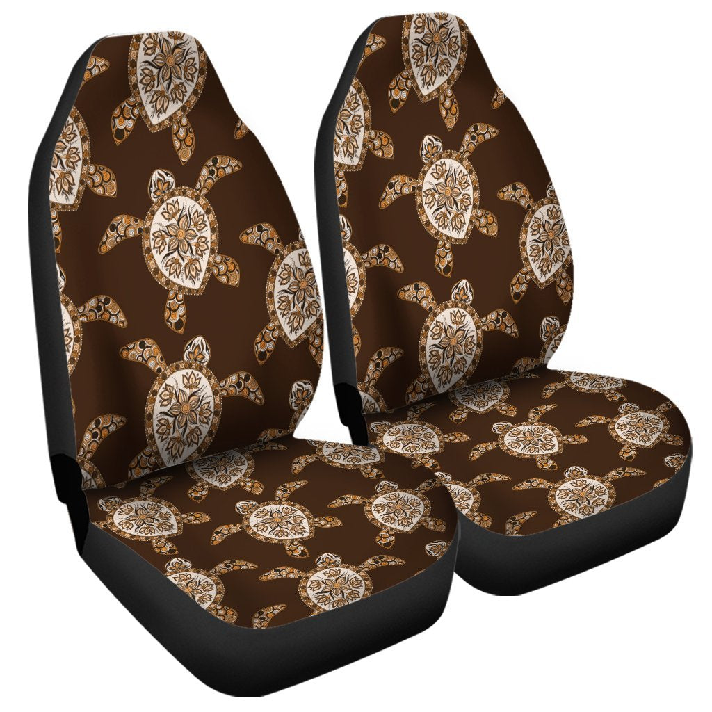 Hawaiian Old School Turtle Car Seat Covers - AH Universal Fit Black - Polynesian Pride