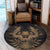 Hawaiian Owl Hibiscus Plumeria Polynesian Round Carpet - Gold - AH - Polynesian Pride