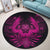 Hawaiian Owl Hibiscus Plumeria Polynesian Round Carpet - Pink - AH - Polynesian Pride