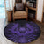 Hawaiian Owl Hibiscus Plumeria Polynesian Round Carpet - Purple - AH - Polynesian Pride