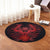 Hawaiian Owl Hibiscus Plumeria Polynesian Round Carpet - Red - AH - Polynesian Pride