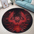 Hawaiian Owl Hibiscus Plumeria Polynesian Round Carpet - Red - AH - Polynesian Pride