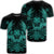 Hawaiian Owl Hibiscus Plumeria Polynesian T Shirt Turquoise AH Unisex Black - Polynesian Pride