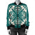 Hawaiian Palm Tree Quilt Tradition Turquoise Bomber Jacket - AH - Polynesian Pride