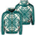 Hawaiian Palm Tree Quilt Tradition Turquoise Zip Hoodie Unisex Art - Polynesian Pride