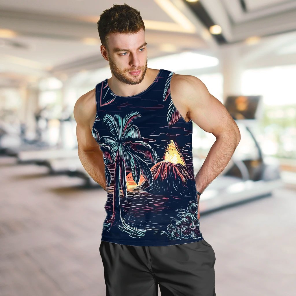 Hawaiian Palm Tree Volcano Night On The Land Tank Top - AH - Polynesian Pride