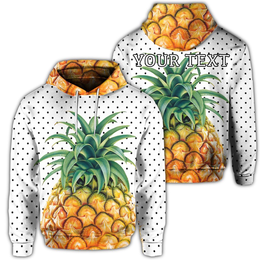 Custom Hawaiian Pineapple Polka Dots Background Polynesian Hoodie Unisex Art - Polynesian Pride