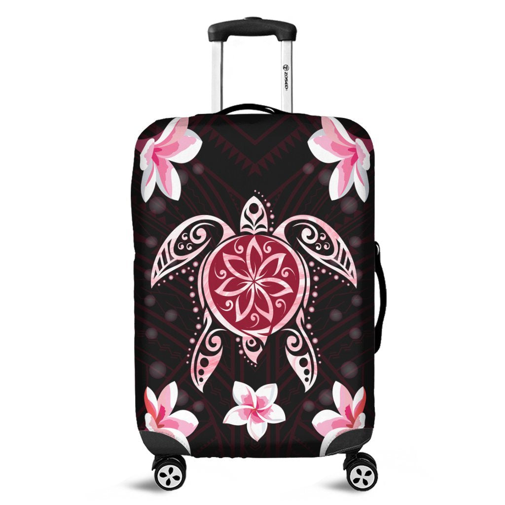 Hawaiian Pinky Turtle Plumeria Luggage Covers AH Black - Polynesian Pride