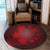 Hawaiian Plumeria Hibiscus Turtle Under Sea Polynesian Round Carpet Red AH - Polynesian Pride