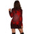 Hawaiian Plumeria Hibiscus Turtle Under Sea Polynesian Hoodie Dress Red AH - Polynesian Pride