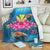 Hawaiian Plumeria Kanaka Turtle Sea Polynesian Premium Blankets - AH White - Polynesian Pride