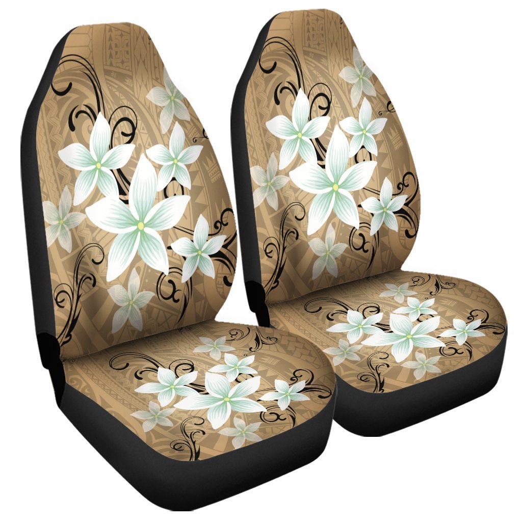 Hawaiian Plumeria Polynesian Car Seat Covers - Gold - AH Universal Fit Black - Polynesian Pride