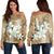 Hawaiian Plumeria Polynesian Women's Off Shoulder Sweater - Gold - AH Black - Polynesian Pride