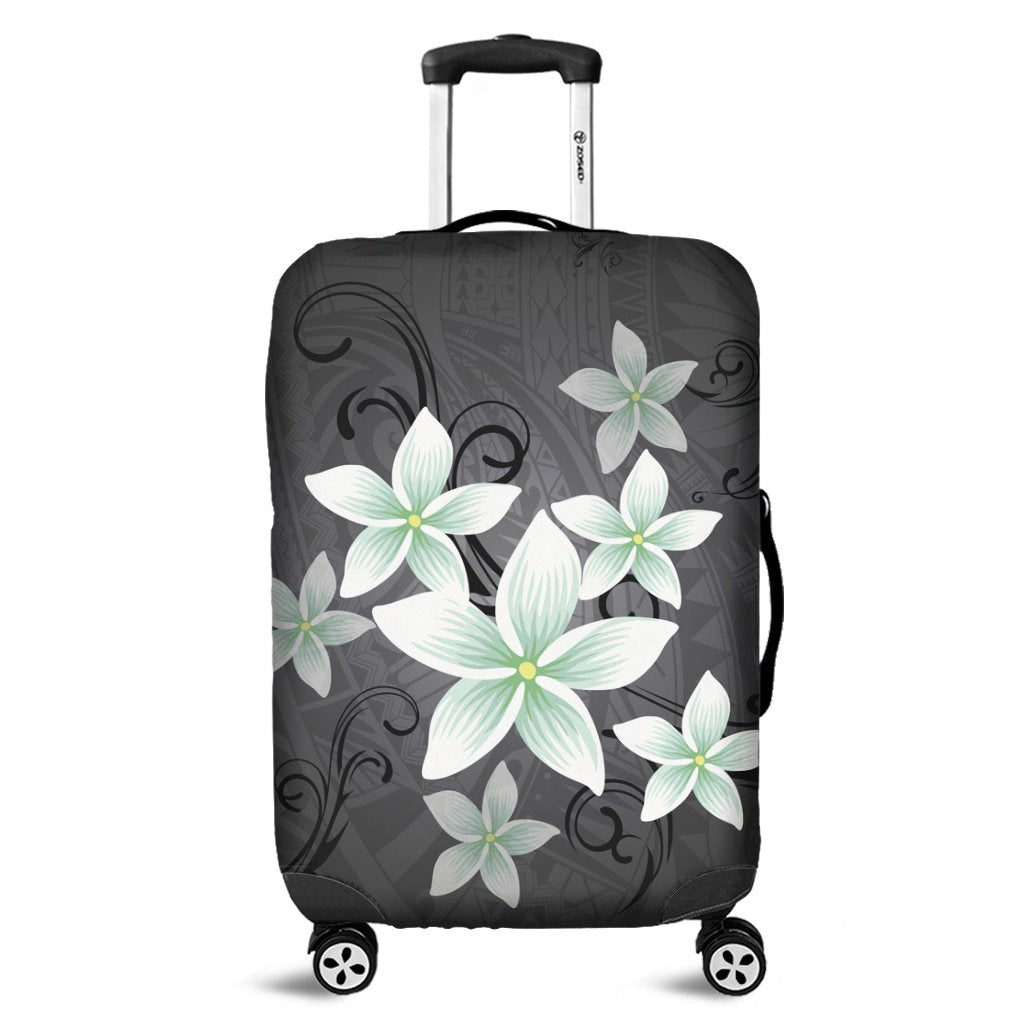 Hawaiian Plumeria Polynesian Luggage Covers - Gray - AH Black - Polynesian Pride