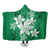 Hawaiian Plumeria Polynesian Hooded Blanket - Green - AH Hooded Blanket White - Polynesian Pride