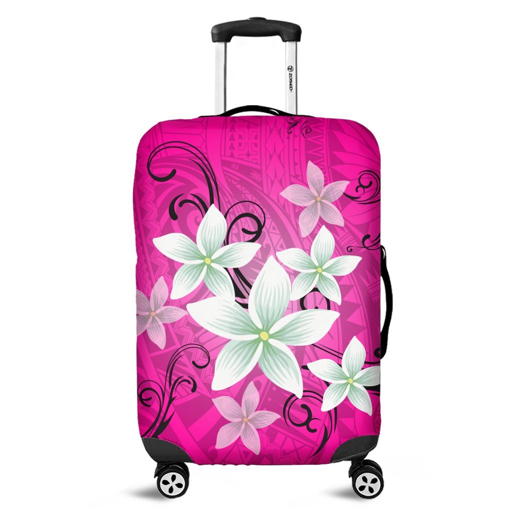 Hawaiian Plumeria Polynesian Luggage Covers - Pink - AH Black - Polynesian Pride