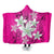 Hawaiian Plumeria Polynesian Hooded Blanket - Pink - AH Hooded Blanket White - Polynesian Pride