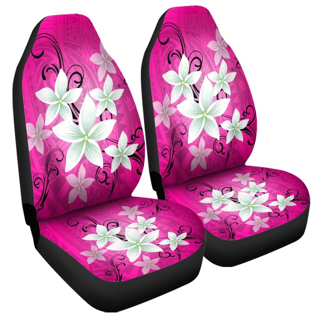 Hawaiian Plumeria Polynesian Car Seat Covers - Pink - AH Universal Fit Black - Polynesian Pride