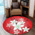 Hawaiian Plumeria Polynesian Round Carpet - Red - AH - Polynesian Pride