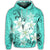 Hawaiian Plumeria Polynesian Hoodie Turquoise - Polynesian Pride