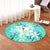 Hawaiian Plumeria Polynesian Round Carpet - Turquoise - AH - Polynesian Pride