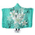 Hawaiian Plumeria Polynesian Hooded Blanket - Turquoise - AH Hooded Blanket White - Polynesian Pride