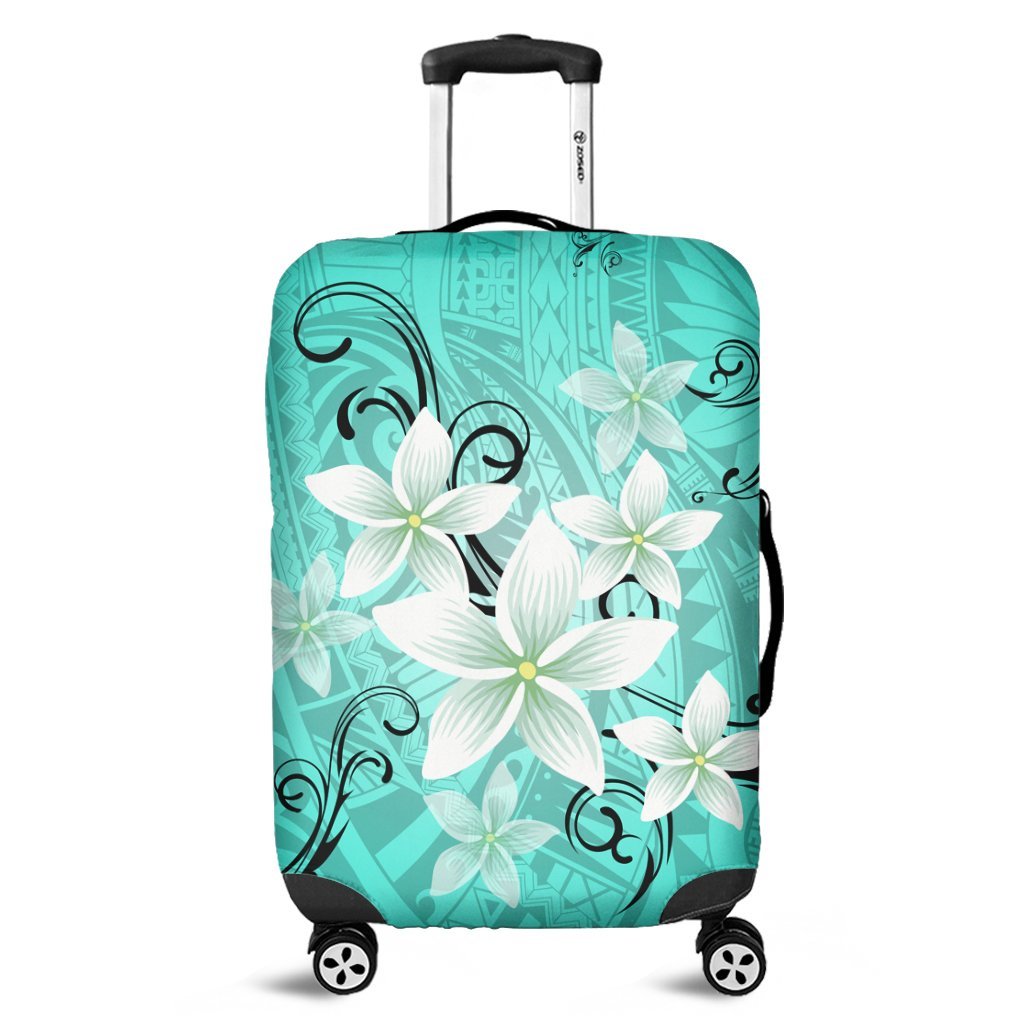 Hawaiian Plumeria Polynesian Luggage Covers - Turquoise - AH Black - Polynesian Pride